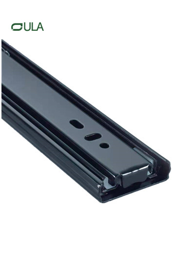 Factory High Quality 45mm Kitchen Cabinet Slide Rail 3-Fold Iron Drawer Slide with Black Finish for Furniture Hardware