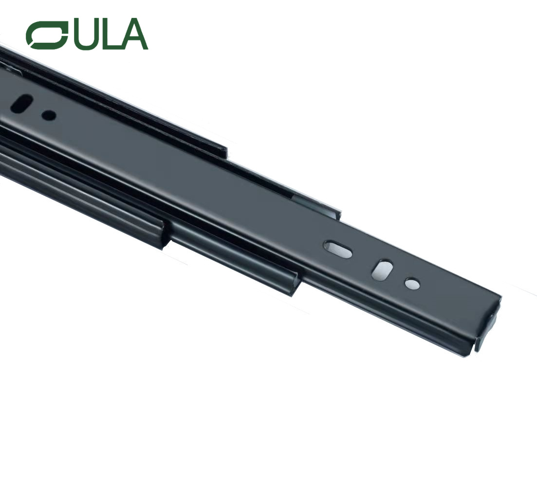 Modern 45mm Black Steel Drawer Slides with Iron Ball Bearing for Kitchen & Gym Furniture