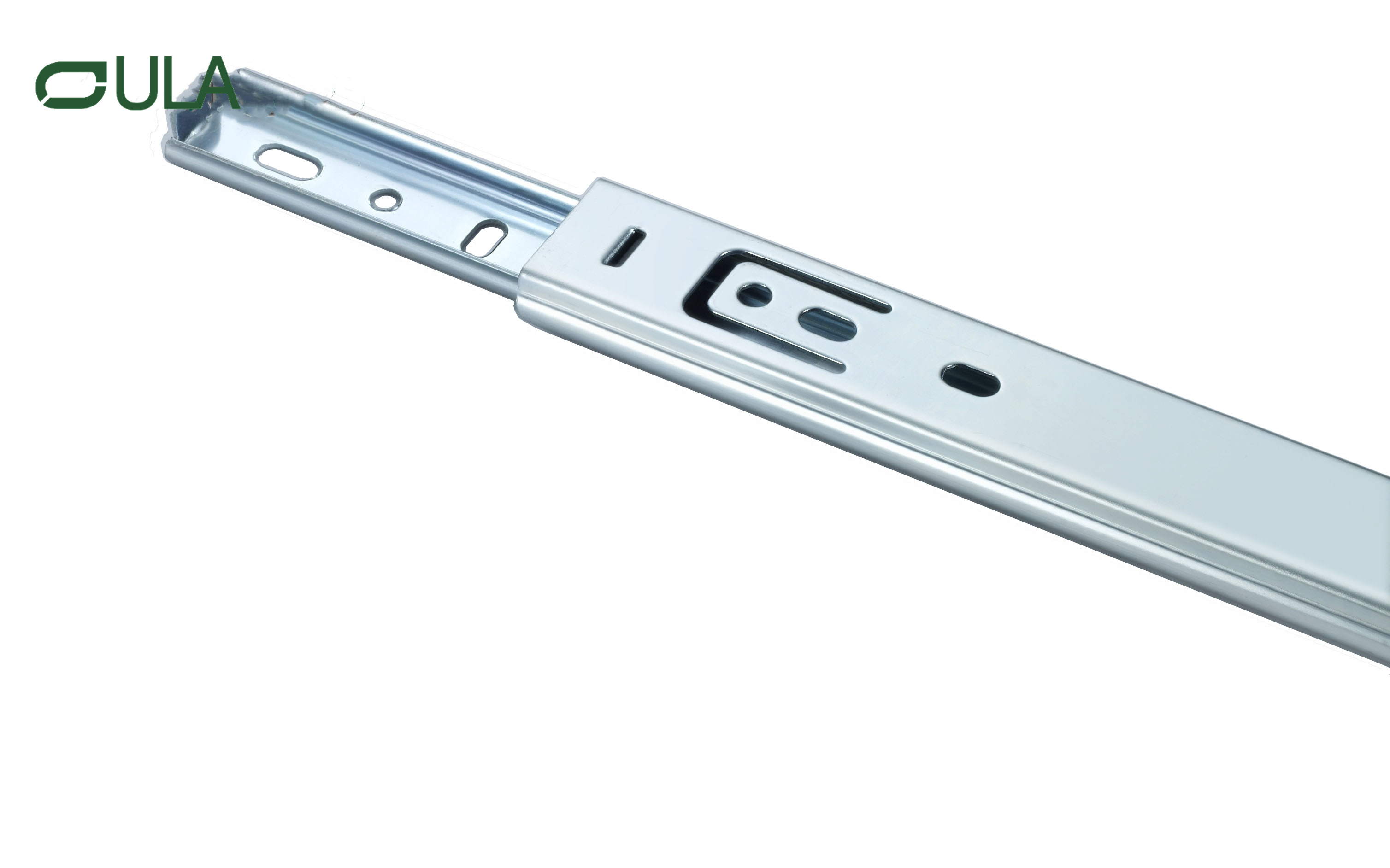 High Quality Iron Zinc Finish Drawer Slide Rail 27mm 2 Fold Telescopic Bottom Mounting Drawer Slides