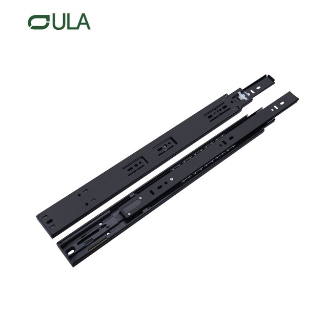 China Manufacturer Furniture Hardware 3 Folds 45 mm Black&zinc Finishing Heavy Duty Push Open Drawer Slide
