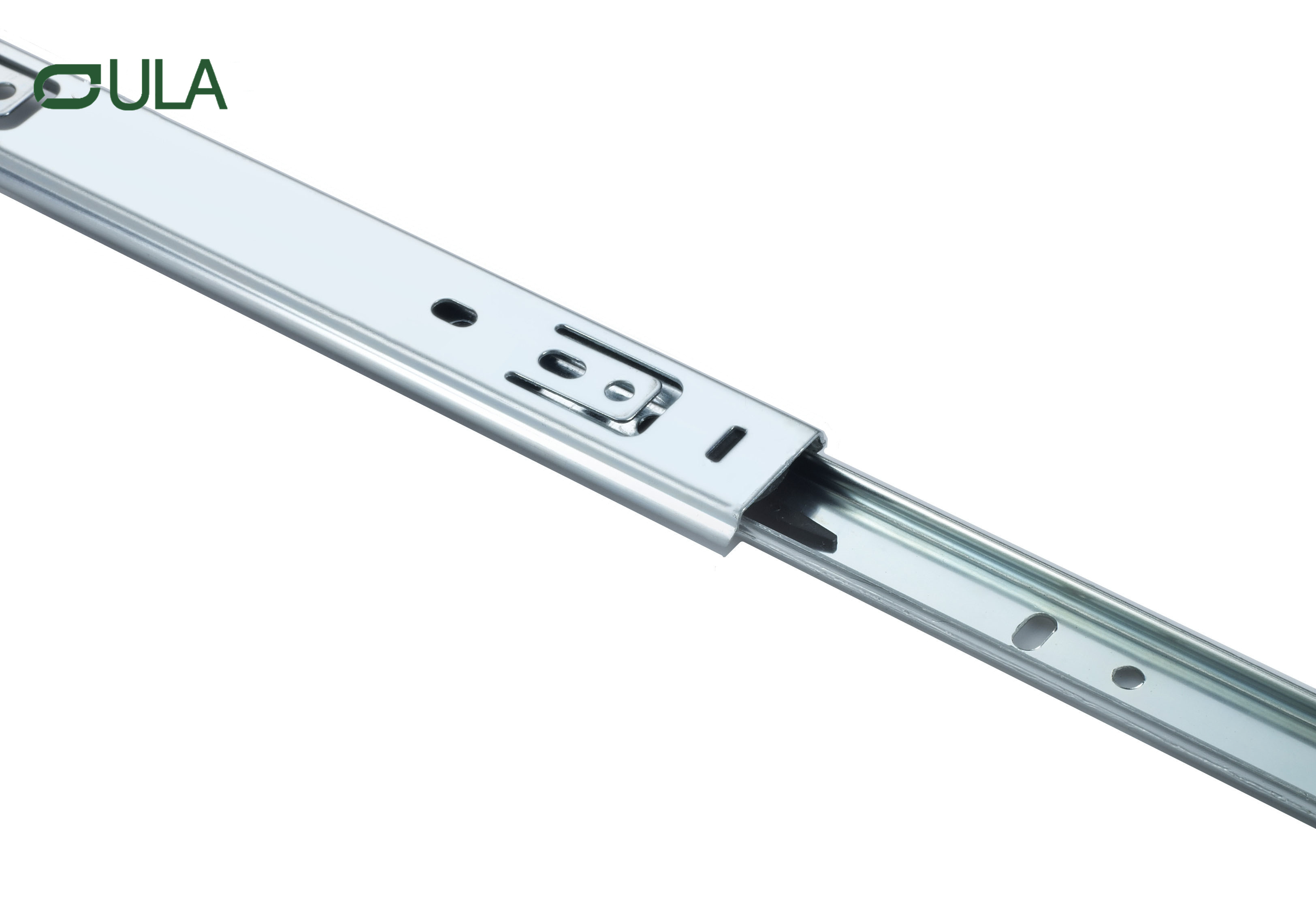 High Quality Iron Zinc Finish Drawer Slide Rail 27mm 2 Fold Telescopic Bottom Mounting Drawer Slides
