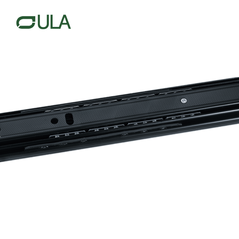 Furniture hardware telescopic channel black finish drawer runner slide 35mm 3 fold ball bearing slides for cabinet