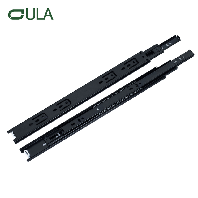 Telescopic 3 fold ball bearing black dotted finish drawer slide 40mm width furniture hardware slide rails