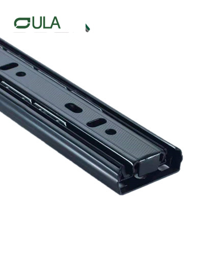 Furniture hardware telescopic channel black finish drawer runner slide 35mm 3 fold ball bearing slides for cabinet