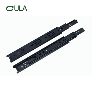Furniture hardware telescopic channel black finish drawer runner slide 35mm 3 fold ball bearing slides for cabinet